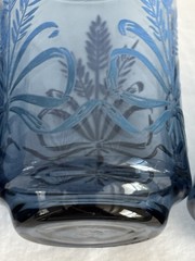 Set of (3) Small Vintage MCM Libbey Bolero Blue Wheat Juice Tumbler Glasses