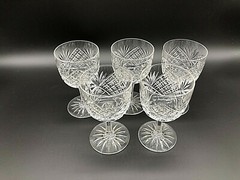 Set of 5 High Quality Cut Crystal Cordial Aperitif Sherry Stems Glasses Czech
