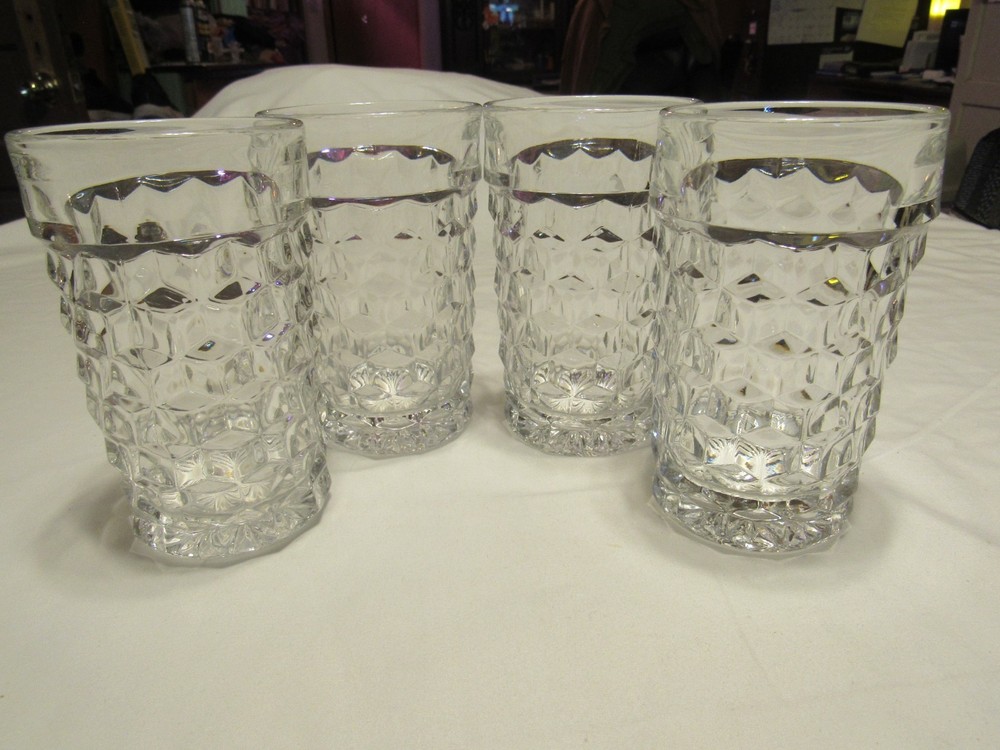 4 – Fostoria AMERICAN Cubist 5 1/4″ FLAT ICED TEA GLASSES