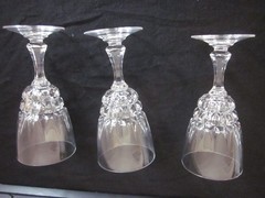 3 Waterford 6″ Crystal Pompadour Stemmed Water Glasses