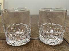 Tiffany & Co Rock Cut Crystal Lowball Glasses Set of 2 Double Old Fashioned Read
