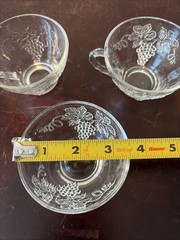 VTG ANCHOR HOCKING GRAPE MOTIF REPLACEMENT PUNCH CUPS SET OF 3
