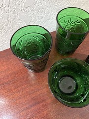 Anchor Hocking Vintage MCM Green Sandwich Custard Cup/Juice Glasses