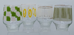 Vintage MCM Set of 4, Textured Tumblers, Rocks Glasses, Barware, RARE! 60s-70s