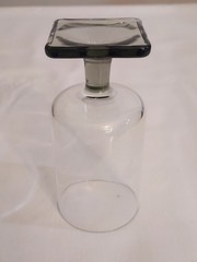 4 z Federal Glass NORDIC Midnight SMOKE Art Deco Ftd JUICE TUMBLERS Square Stems