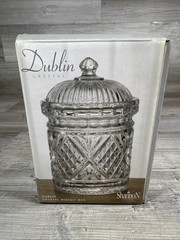 Godinger Shannon Dublin Crystal Biscuit Box Storage Jar Canister With Lid New
