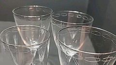 4 Lenox Sentiment Platinum 3 Water 7″ & 1 Iced Tea 6 1/2″ Goblets Glasses