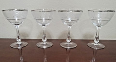 GLASTONBURY LOTUS BROCADE SILVER CHAMPAGNE GLASSES ~ SET OF 4