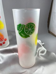 Vintage Federal Glass Frosted Fruit Highball Glasses Set of 4 Lemonade Tumblers