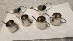 Vintage Set of 6 Silverplated Card Placeholder with Watering Can Design