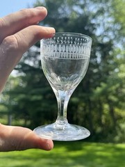 Antique Late 18th Century Cut & Engraved Blown Flint Glass Wine Glass Circa 1790