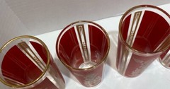 Red Culver Mandalay Goddess Thai Princess Hollywood 22k BARWARE SET OF 6 GLASSES