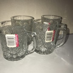4 Luminarc Antique Clear Cristal D’Arques Durand Glass Mugs Intact Labels .