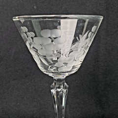 Set of 5 Vintage 60’s Etched Crystal Cocktail Glasses 5.75″ Tall