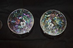 Set of 7 Fostoria Iridescent Rainbow Glass Champagne Sherbet Coupes Stemware