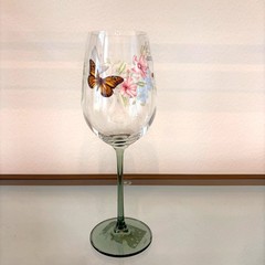Lenox Butterfly Meadow Wine Glass Green Stem Spring Floral Barware NEW