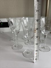 Set Of 8 Crystal Cordial Glasses with Bamboo Design EUC