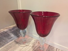 Artland Iris Ruby Red Seeded Bubble Glass Water Goblets – Set of 2 – 8 1/8″