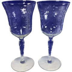 Clear Water Goblets – Set of 2 Clear Glass Drinking Water Goblets Barware