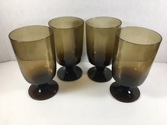 Vintage Goblets Smoke Brown Iced Tea Wine Footed Stem Glasses