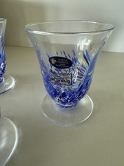 MURANO Glass Crystal Goblet Blue Confetti glass 10oz Italy New set of 3