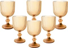 Retro Wine Glass Set (6 pieces), 11 oz. Colored Glass Water Glasses,