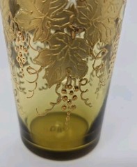 Bohemian Moser Juice Glass / Tumbler Gold Enamel Grape Vine Decor Late 1800s