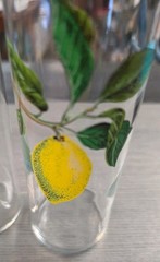 4 Vintage West Virginia Glass Company Fruit Glass Tumblers Gold Trim 6.75″ X 2.5