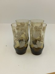 Vintage Libbey 12 Oz. Glass Tumblers Raised Leaves Pattern Set Of 4