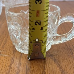 Vintage LE Smith Clear Punch Bowl Cups Aztec Pinwheel Stars Set Of 8 EUC