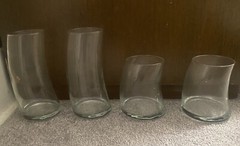 70s Libbey Bravura Low Ball Rocks 2, 12 Oz Drink Glass Curved Shape + 2 16 Oz