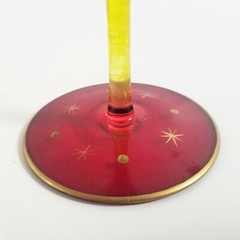 2 Pier One Festive Martini Glasses Red Stripe Hand Blown Glass Star Dot Pattern