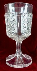 EAPG Goblet Daisy & English Hobnail Printed Clear Glass 1870s #121 As Is
