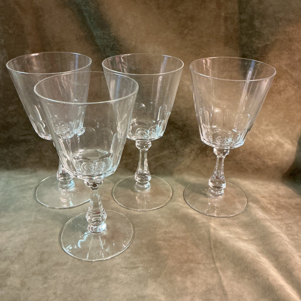 1940s Fostoria glass crystal Dolly Madison cut panel design Water/wine Stem Lot