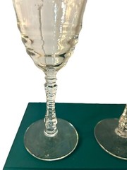 2 Vtg Rock Sharpe Clear Glass Arctic Rose Cut Water Goblet MCM Barware Art Deco