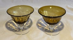 Set of 2 Vintage Amber Coupe Glasses Mid Century Cocktail Barwar