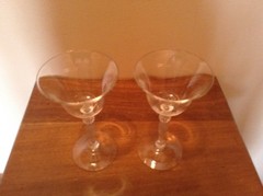 2 Vintage ? Cambridge Cordial Wine Pedestal Stem Glasses