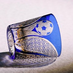 2026 World Cup Themed Blue Trophy Inspired Crystal Glass Whiskey Tumbler 11.6oz