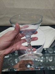 (1) Low Sherbet Glass champagne Tiffin Crystal stem 17574 (non-optic) Azure Blue