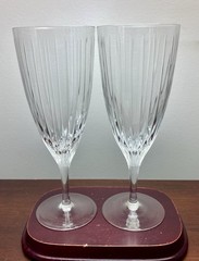 Set of 2 Marquis For Waterford Crystal Glasses Vertical Line Pattern 8” Marked