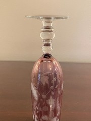 Romanian Etched Butterflies Ladybugs Dragonflies Amethyst CHAMPAGNE Glasses 6 PC
