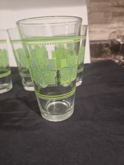 Set of 6 Vintage Libbey Shamrock Clover Glass Tumblers