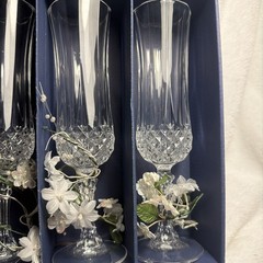 Vtg Longchamp 24% Lead Crystal champagne wine glass flutes (4) In Orig Box