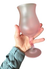 Postmodern Set x6 Libbey Z Stem Zig Zag 1980s Pastel Frosted Satin Wine Glasses