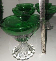 5 Vintage Anchor Hocking Forest Green Burple Dessert/Custard Glasses Set Of 5