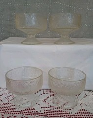 Vtg Indiana Glass Crystal Ice Sherbet Or Champagne Footed Glasses Set Of 4 MCM