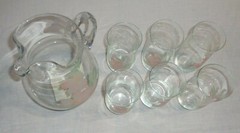 Stylesetter Water Colors Crystal 7 Pc. Set 88 Oz. Pitcher Six 16 Oz.Tumblers NIB