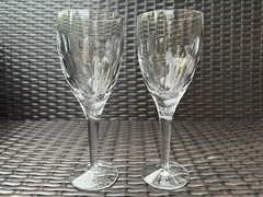 RARE Pair of Waterford Imprint John Rocha Red Wine Goblets 9-1/8″ Pristine