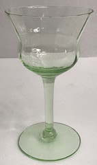 Set of 6 Uranium Green Cocktail Champagne Wine Glasses 5″ Depression Era UV Glow