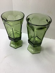 Fostoria Virginia Green Footed Iced Tea Glasses Set Of 2 Green Vintage